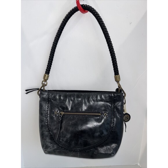 The Sak Indio Black Vintage Finish Leather Hobo Boho Shoulder Bag‎ Charm Braided - Picture 5 of 15